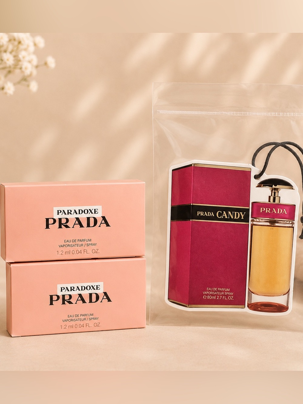 Prada Paradoxes Samples and Prada Candy Air Freshener